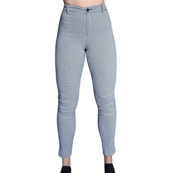 Garage Stretchy Slim Fit High Waisted Black/White  Plaid Pants Women Size Small - Picture 1 of 6